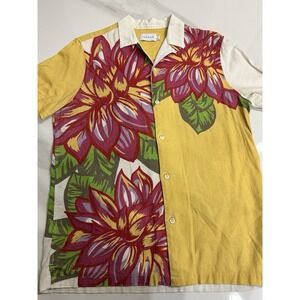 Topman Casual Button Up Tropical Floral Shirt Short Sleeve Small Colorful